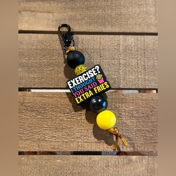 Other - Black and Yellow Keychain with Fun Quote